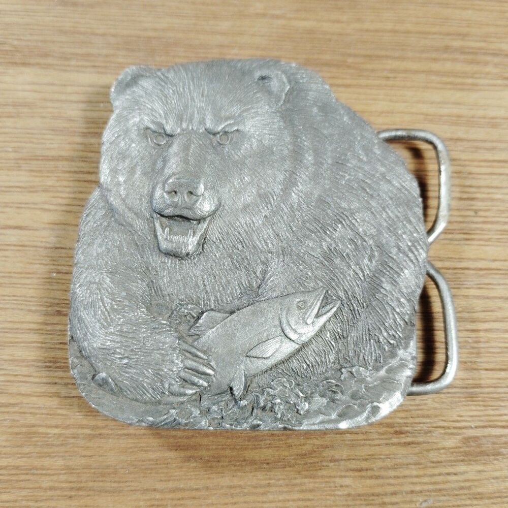 Bergamot Brass Works Belt Buckle Grizzly Bear Vintage 1978 Animal Outdoors